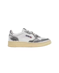 AUTRY Sneakers donna medialist low in pelle bicolore bianco argento