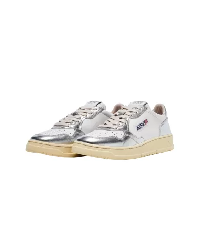 Andriani AUTRY Sneakers donna medialist low in pelle bicolore bianco argento AULW.WB18