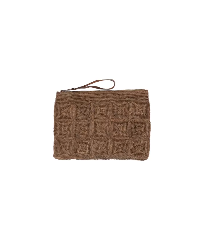 Andriani IBELIV Pochette Tiako in rafia DARK TEA TIAKO.DARK TEA