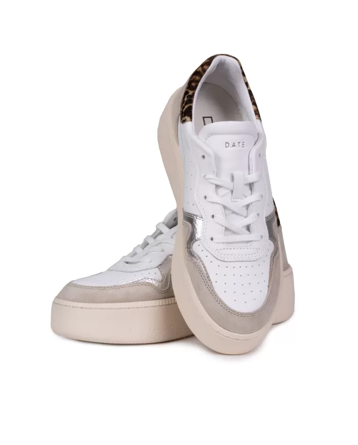 D.A.T.E. Sneakers donna STEP CALF Bianco Leopardato