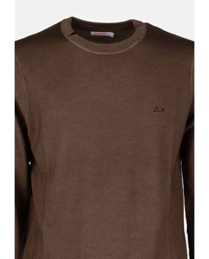 Andriani SUN 68 Maglia girocollo in lana e cotone Marrone K44147.08