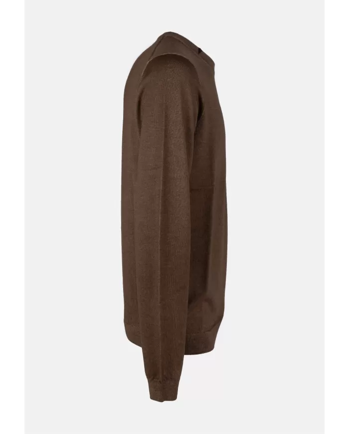 Andriani SUN 68 Maglia girocollo in lana e cotone Marrone K44147.08