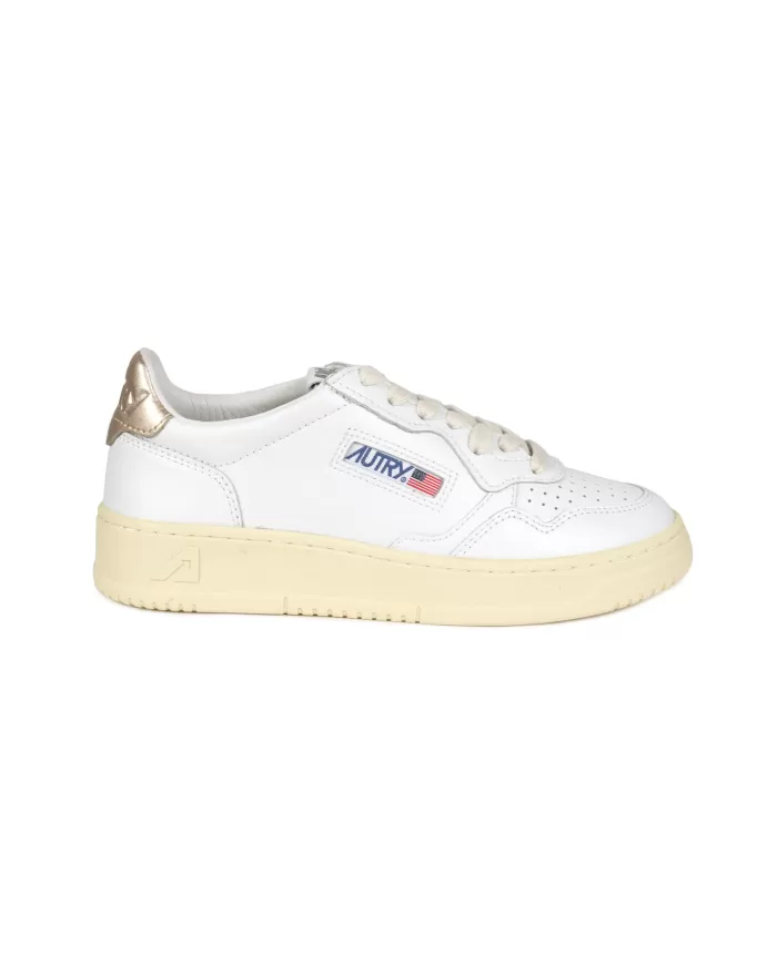 スニーカー AUTRY Medalist Low low-top leather sneakers BIANCO ORO Autry Medalist Low Sneakers In White And Gold Leather