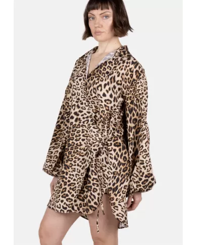 Andriani A PAPER KID Abito vestaglia animalier nero PKWODR054.178