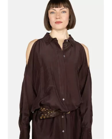 Andriani TELA Abito chemisier donna marrone 010261 010436.K026