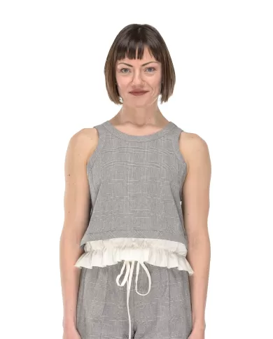 Andriani 8PM Top donna sfrangiato Nero tortora D8PM51H43.032