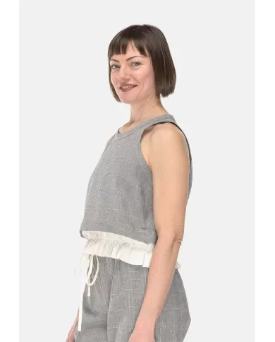 Andriani 8PM Top donna sfrangiato Nero tortora D8PM51H43.032