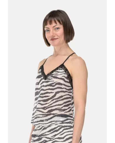 Andriani 8PM Top paillettes zebrato nero beige D8PM51H70.119