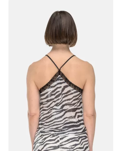 Andriani 8PM Top paillettes zebrato nero beige D8PM51H70.119