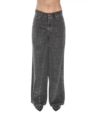 Andriani 8PM Jeans donna con strass e glitter nero D8PM51WP91.055