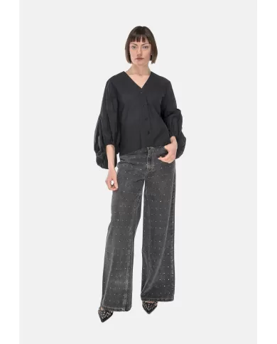 Andriani 8PM Jeans donna con strass e glitter nero D8PM51WP91.055