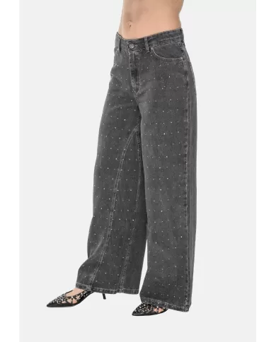 Andriani 8PM Jeans donna con strass e glitter nero D8PM51WP91.055