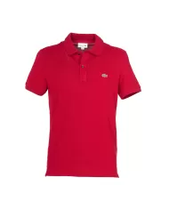 LACOSTE Polo uomo slim fit in piqué bordeaux