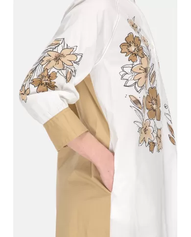 Andriani ROSSO 35 Abito chemisier donna white + beige flower panel S6951V 7172.908