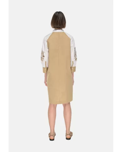 Andriani ROSSO 35 Abito chemisier donna white + beige flower panel S6951V 7172.908