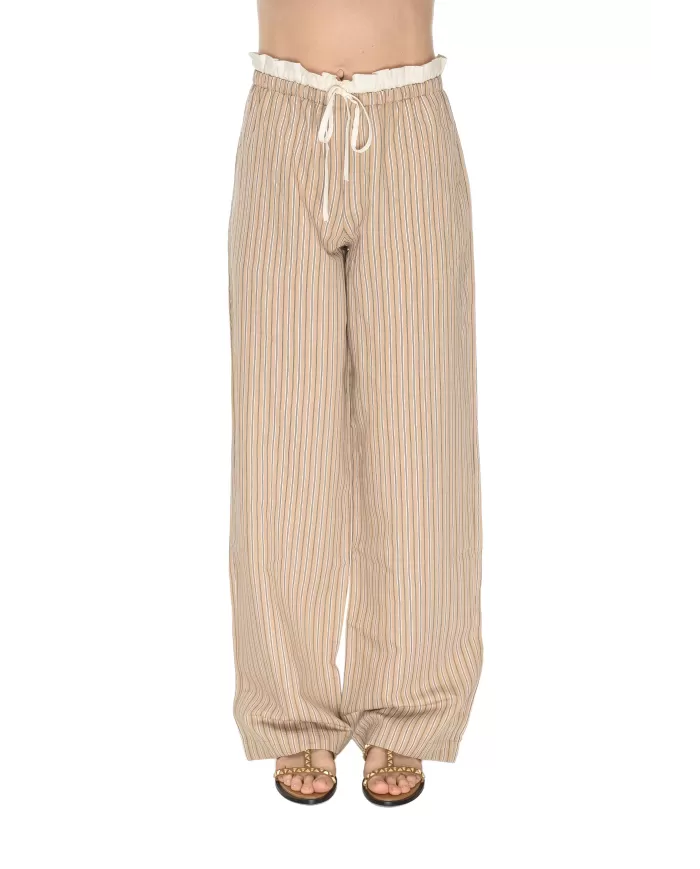 Andriani 8PM Pantaloni con coulisse in cotone beige D8PM51P04-A.021