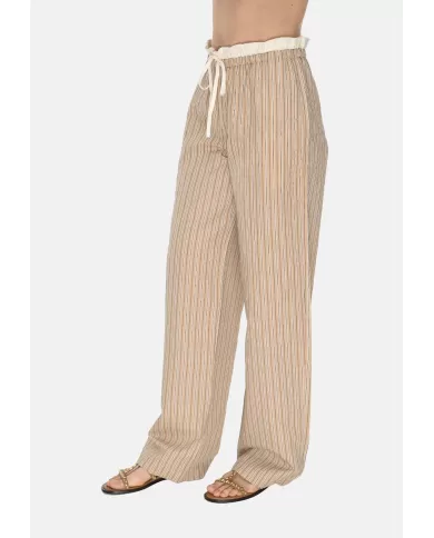 Andriani 8PM Pantaloni con coulisse in cotone beige D8PM51P04-A.021