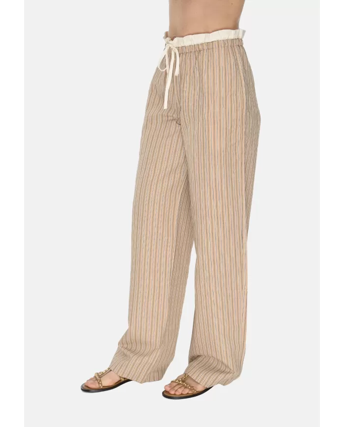 Andriani 8PM Pantaloni con coulisse in cotone beige D8PM51P04-A.021