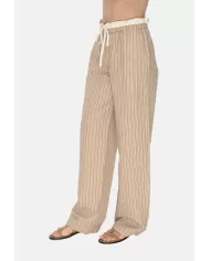 Andriani 8PM Pantaloni con coulisse in cotone beige D8PM51P04-A.021