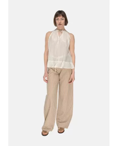 Andriani 8PM Pantaloni con coulisse in cotone beige D8PM51P04-A.021