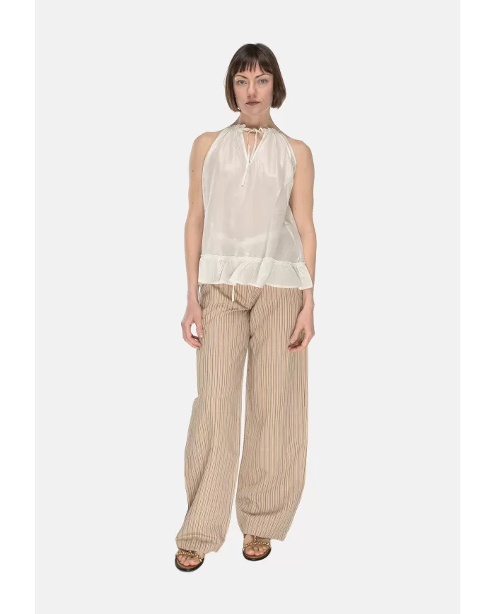 Andriani 8PM Pantaloni con coulisse in cotone beige D8PM51P04-A.021
