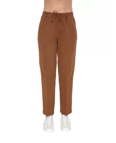 Andriani MYTHS Pantaloni donna in lino con coulisse Marrone Bruciato 25D18 85.347