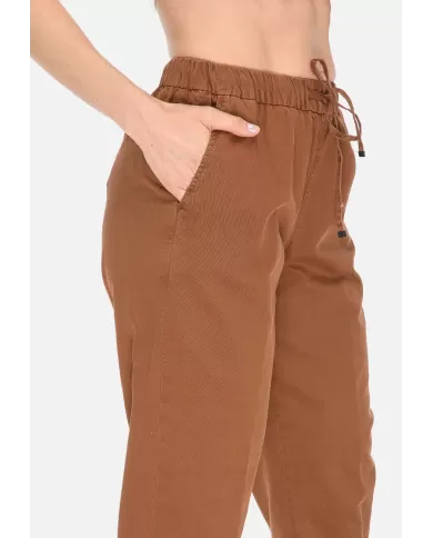 Andriani MYTHS Pantaloni donna in lino con coulisse Marrone Bruciato 25D18 85.347