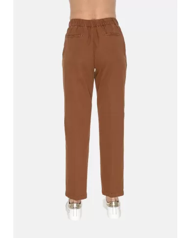 Andriani MYTHS Pantaloni donna in lino con coulisse Marrone Bruciato 25D18 85.347