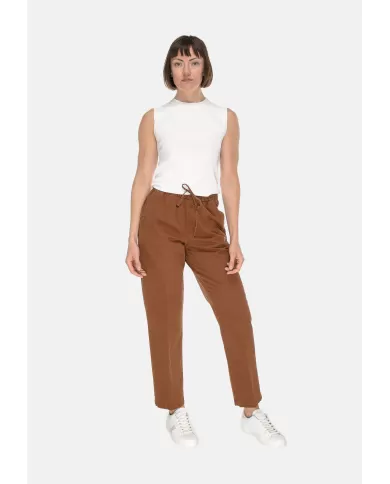 Andriani MYTHS Pantaloni donna in lino con coulisse Marrone Bruciato 25D18 85.347