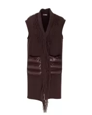 HERNO Gilet donna con frange marrone