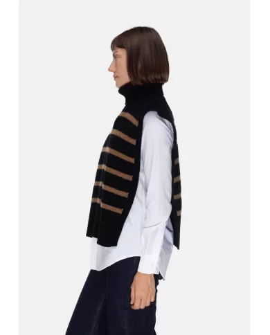 Andriani DAVANTINO Maglia donna lana rigata nero cammello DAV01R.05