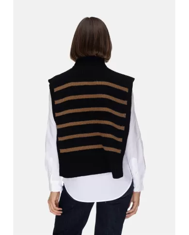 Andriani DAVANTINO Maglia donna lana rigata nero cammello DAV01R.05