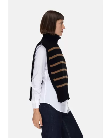 Andriani DAVANTINO Maglia donna lana rigata nero cammello DAV01R.05