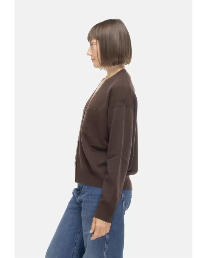 Andriani SEMI COUTURE Cardigan donna misto cachemire marrone Y5WD06.U89-0