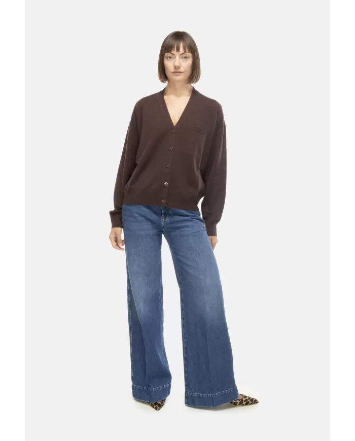 Andriani SEMI COUTURE Cardigan donna misto cachemire marrone Y5WD06.U89-0