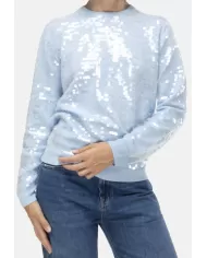 Andriani SEMI COUTURE Maglia donna paillettes Celeste Y5WD22.L36-1