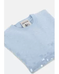 Andriani SEMI COUTURE Maglia donna paillettes Celeste Y5WD22.L36-1