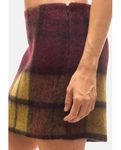 Andriani ROBERTO COLLINA Gonna mini a quadri Bordeaux 253F60065.F6036