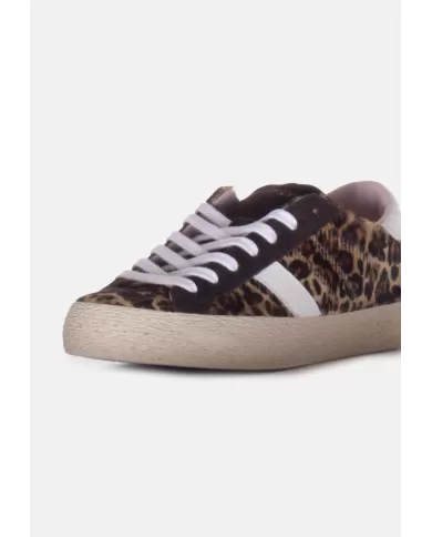 Andriani D.A.T.E. Sneakers donna Hill low calf animalier Brown W431-HL-LP.BR