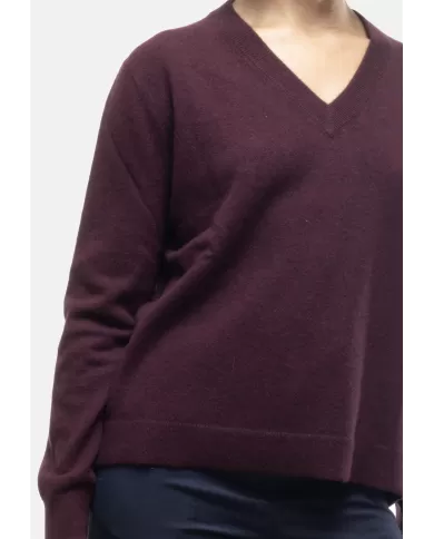 Andriani KUJTEN Maglia donna cashmere scollo v Bordeaux F 4747.231