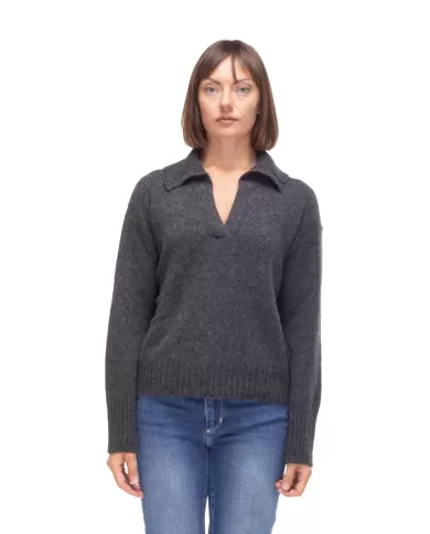 Andriani ROBERTO COLLINA Polo donna in lana Antracite 253F36004.F3621