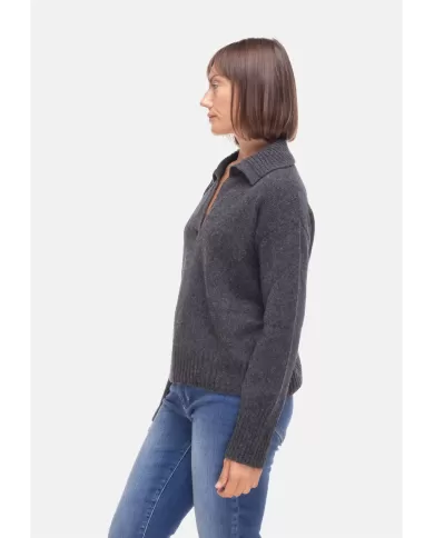 Andriani ROBERTO COLLINA Polo donna in lana Antracite 253F36004.F3621