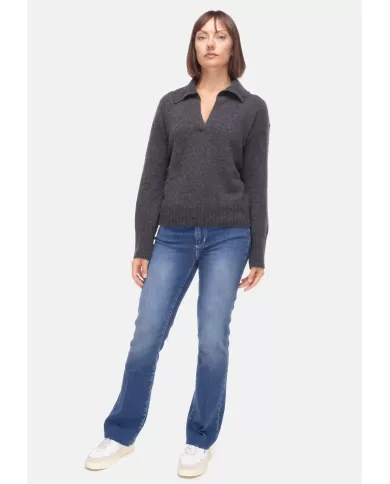 Andriani ROBERTO COLLINA Polo donna in lana Antracite 253F36004.F3621