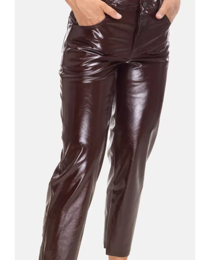 Andriani A PAPER KID Pantaloni donna eco pelle Marrone F5PKWOPA071.090