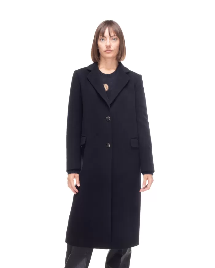 Andriani TAGLIATORE Cappotto lungo donna monopetto sfiancato Nero AMANDA 350002 N5055.2111