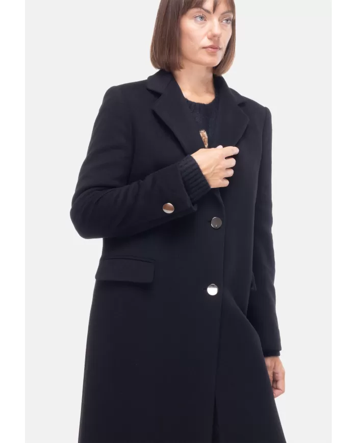 Andriani TAGLIATORE Cappotto lungo donna monopetto sfiancato Nero AMANDA 350002 N5055.2111