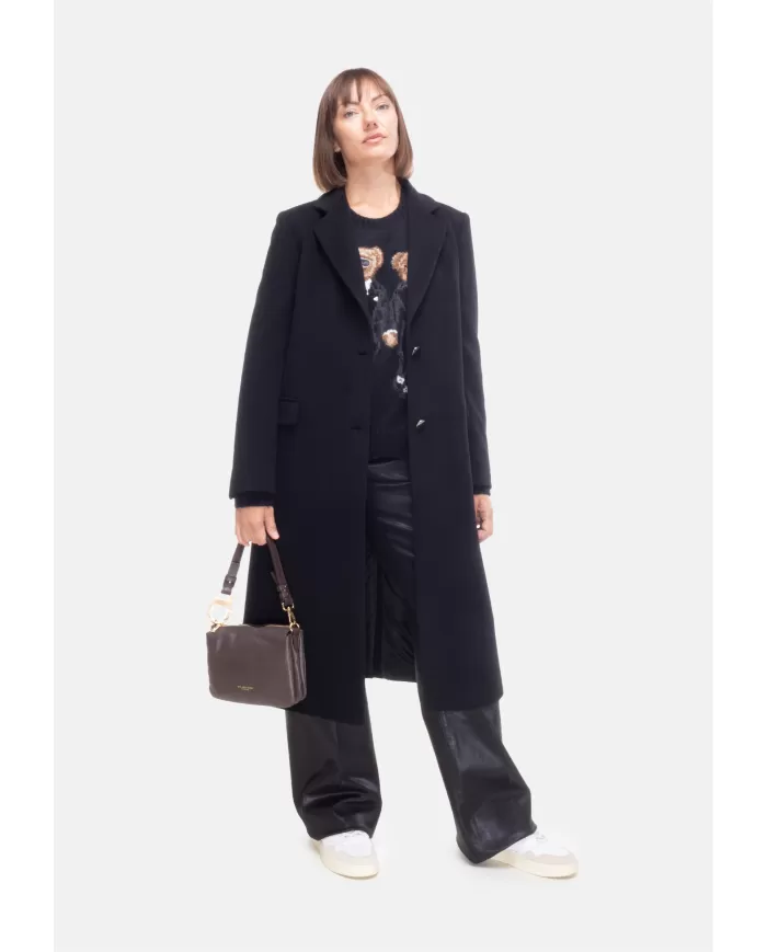 Andriani TAGLIATORE Cappotto lungo donna monopetto sfiancato Nero AMANDA 350002 N5055.2111