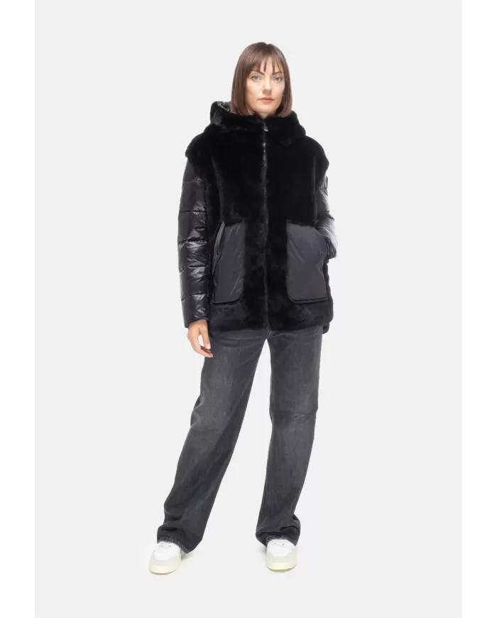 Andriani BLAUER Piumino donna con ecopelliccia Estrella Nero 25WBLDB02106 006646.999