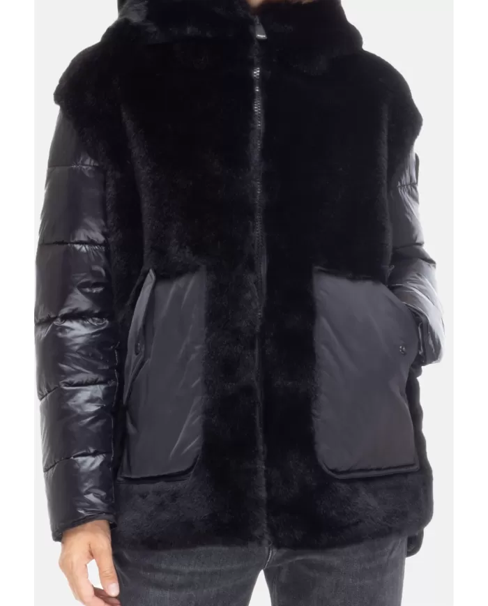 Andriani BLAUER Piumino donna con ecopelliccia Estrella Nero 25WBLDB02106 006646.999