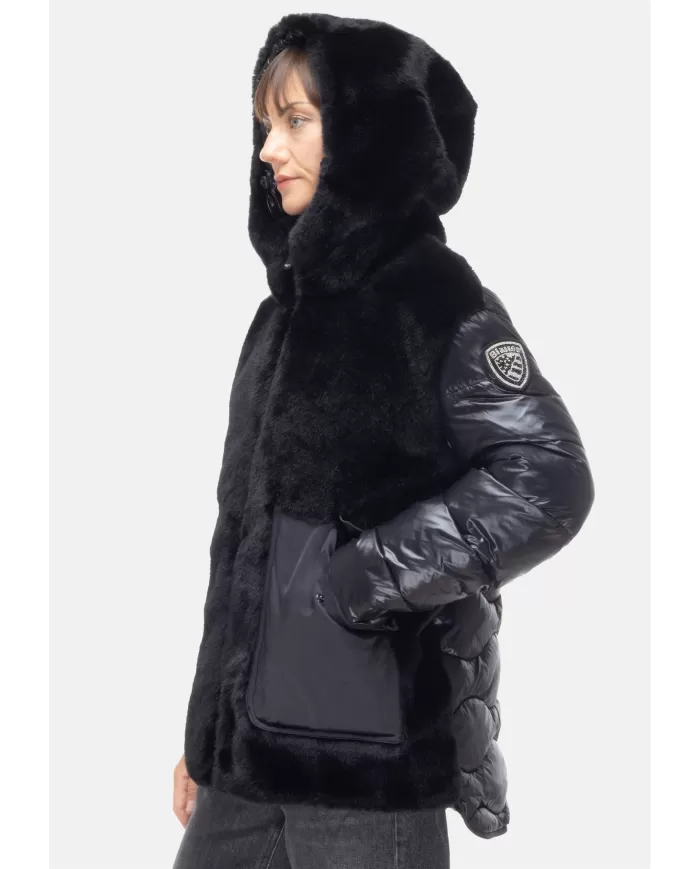 Andriani BLAUER Piumino donna con ecopelliccia Estrella Nero 25WBLDB02106 006646.999